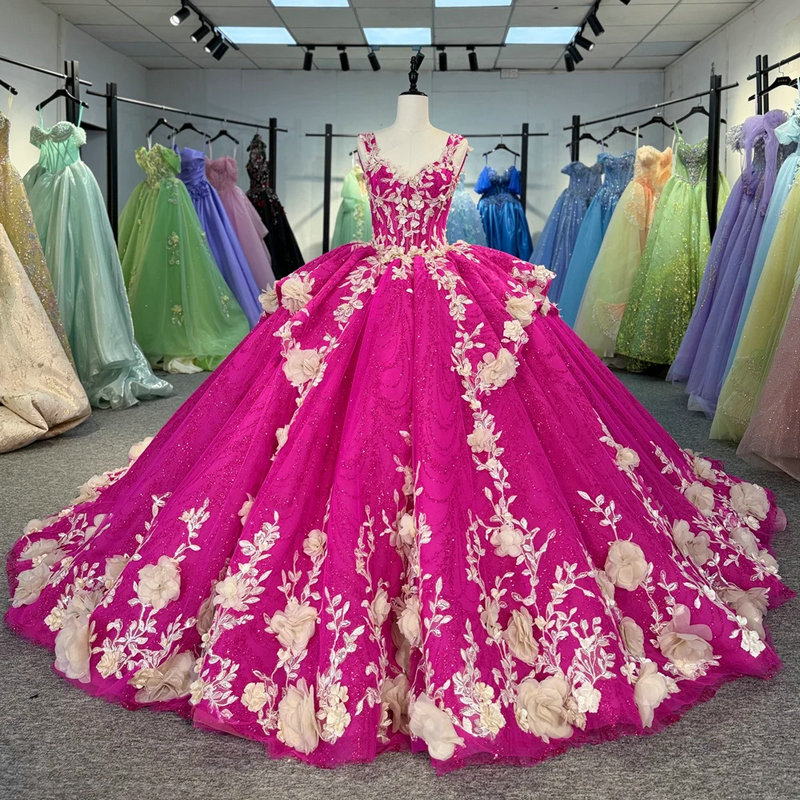 hot pink wedding dress 1704-01