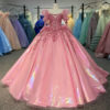 pink long sleeve quince dress 1639-01