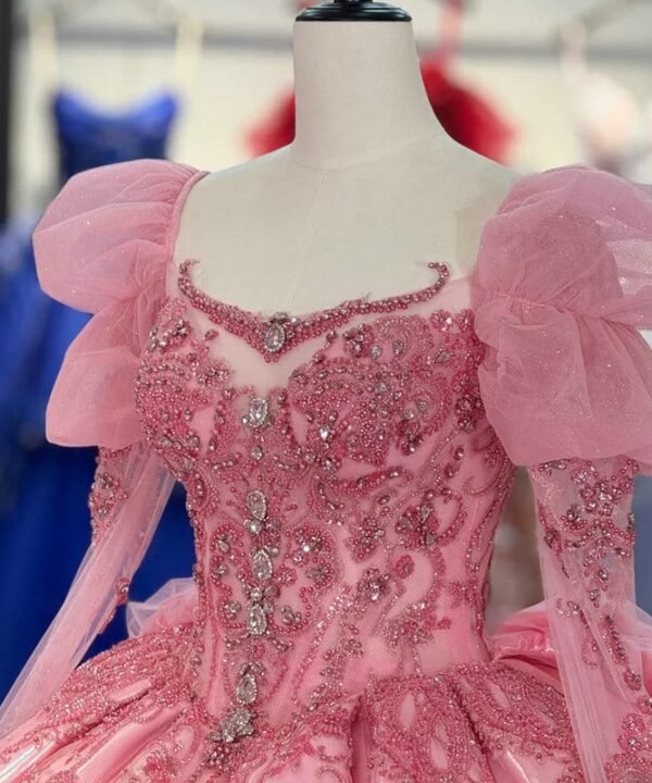 pink long sleeve quince dress 1639-02