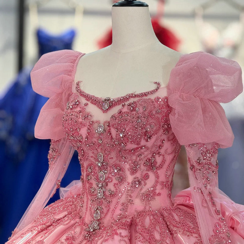 pink long sleeve quince dress 1639-02