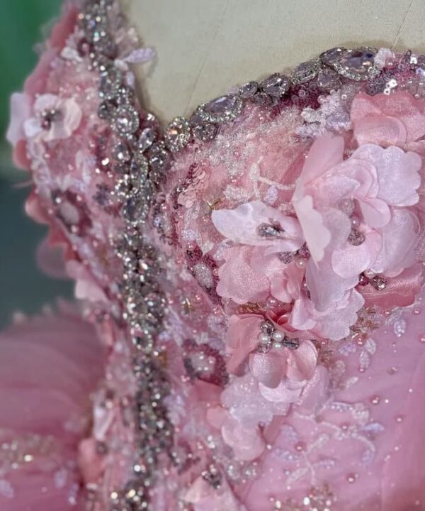 pink wedding dress with flowers 1638-02