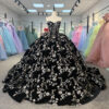 puffy black quinceanera dresses 1641-03