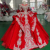 red and white wedding dress 1694-01