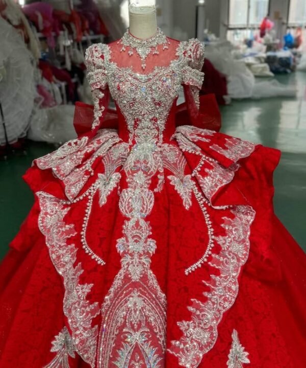 red and white wedding dress 1694-02