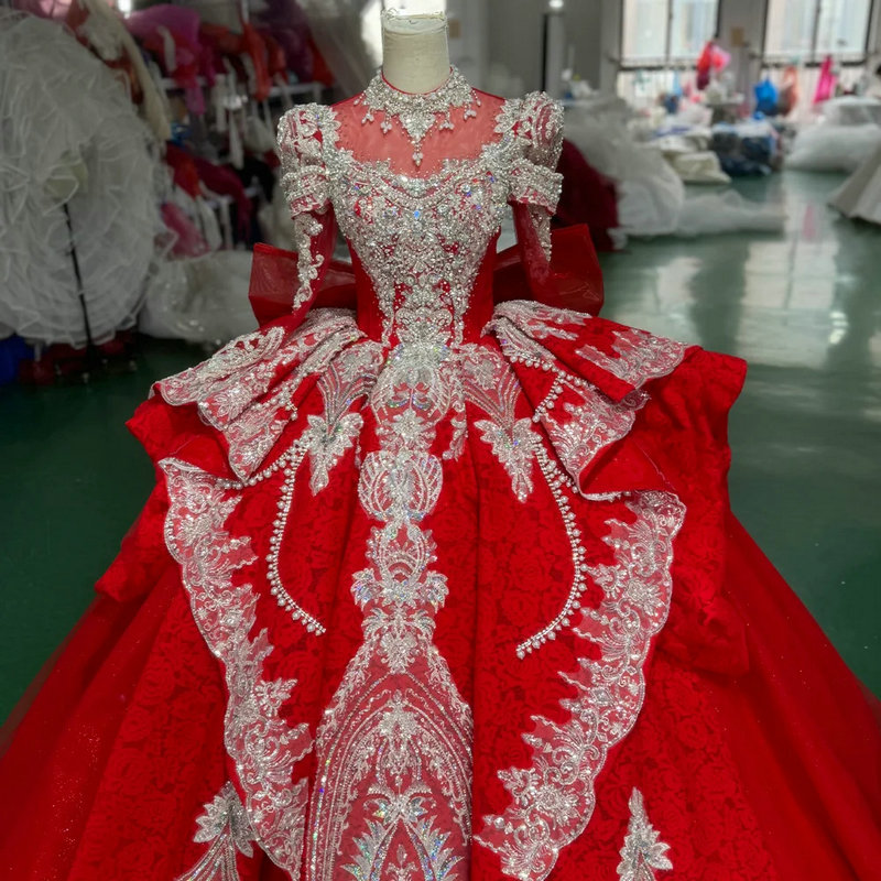 red and white wedding dress 1694-02