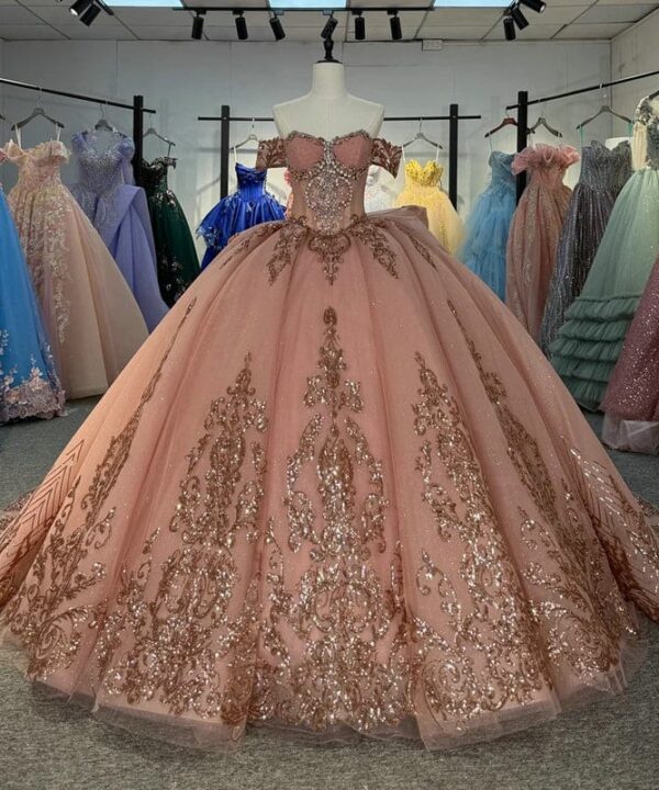 rose gold wedding dress 1640-02