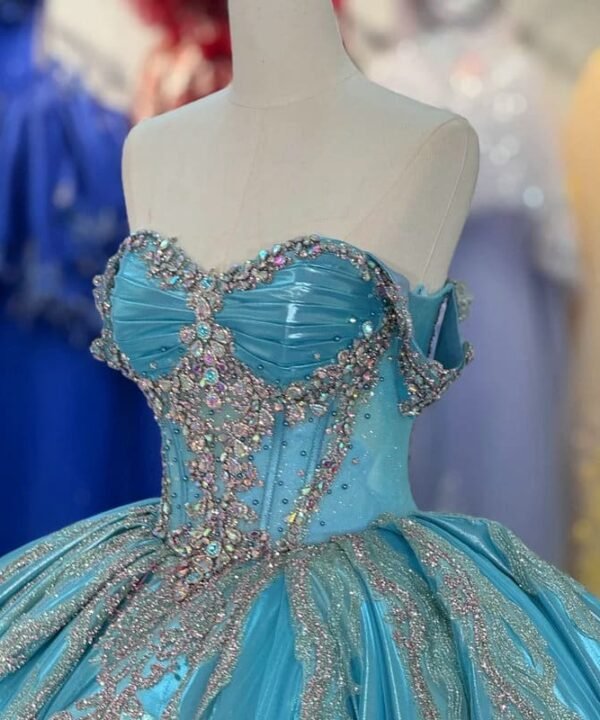 turquoise wedding dress 1714-02