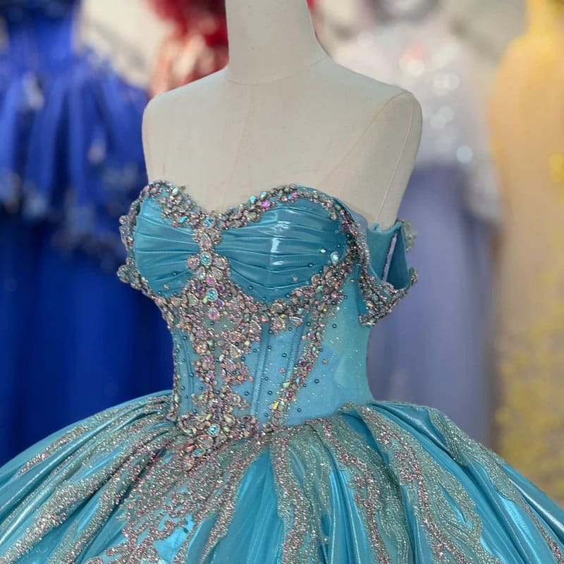 turquoise wedding dress 1714-02