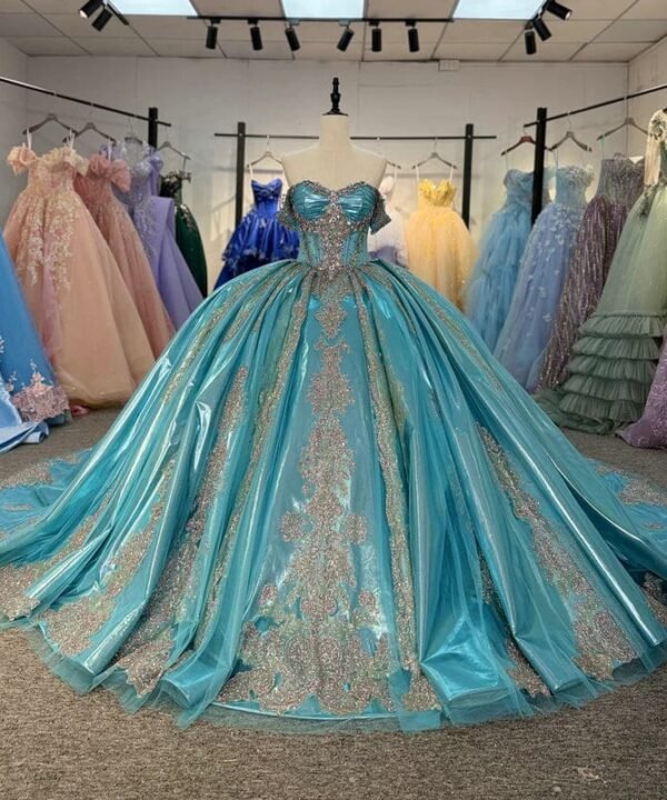 turquoise wedding dress 1714-05