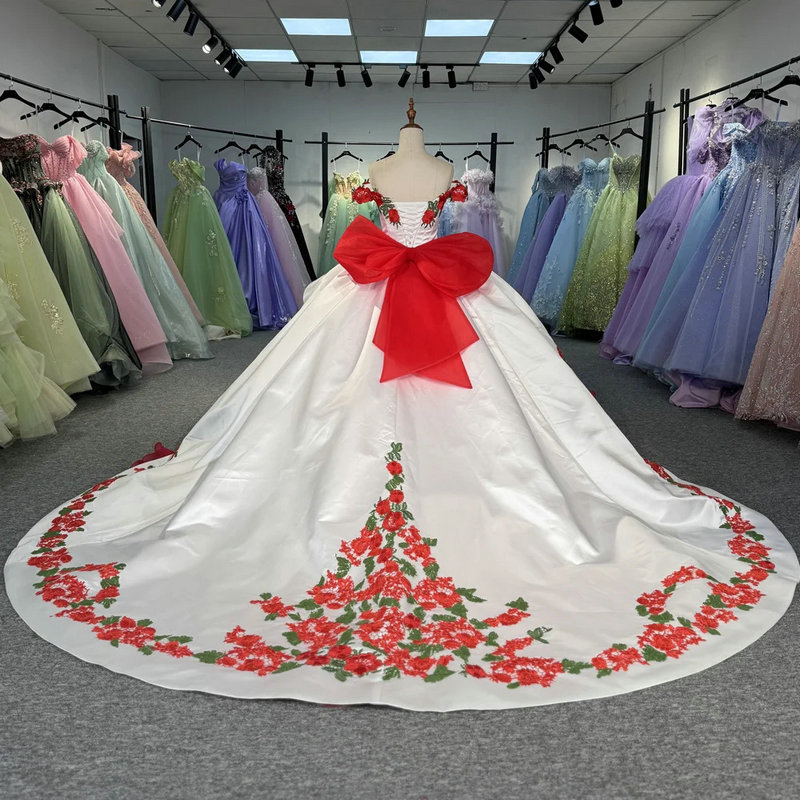 white and red quinceanera dresses 1706-01