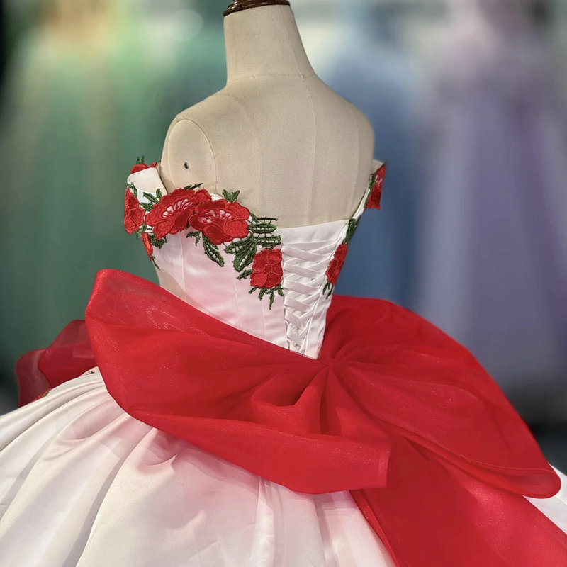 white and red quinceanera dresses 1706-02