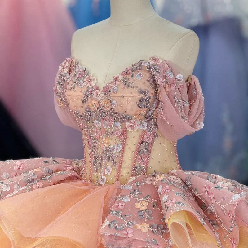 puffy pink quinceanera dresses 1719-03