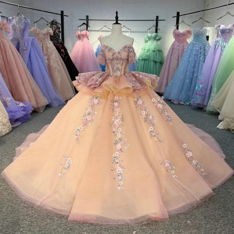 puffy pink quinceanera dresses 1719-04