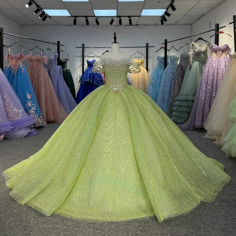 quinceanera dresses lime green 1728-02