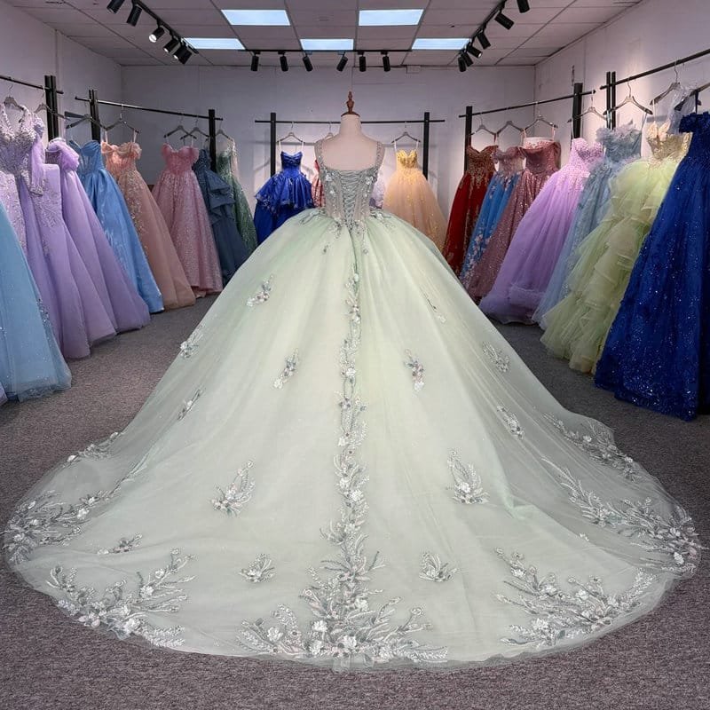 sage green ball gown prom dress 1730-02