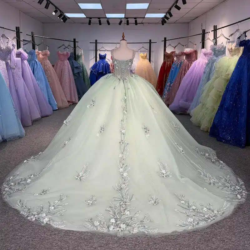 sage green ball gown prom dress 1730-02